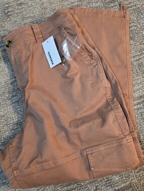 NWT Sonoma High Rise Cargo Pants Cotton Blend Elastic Waist Casual Size XL